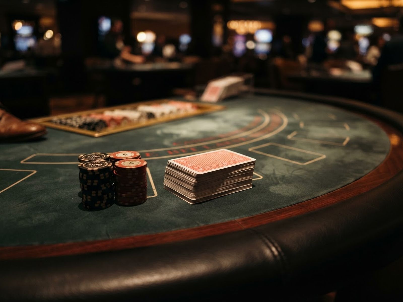 Cartes et jetons de blackjack en direct