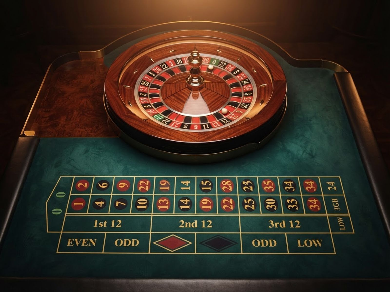 Table de roulette en direct vue en gros plan