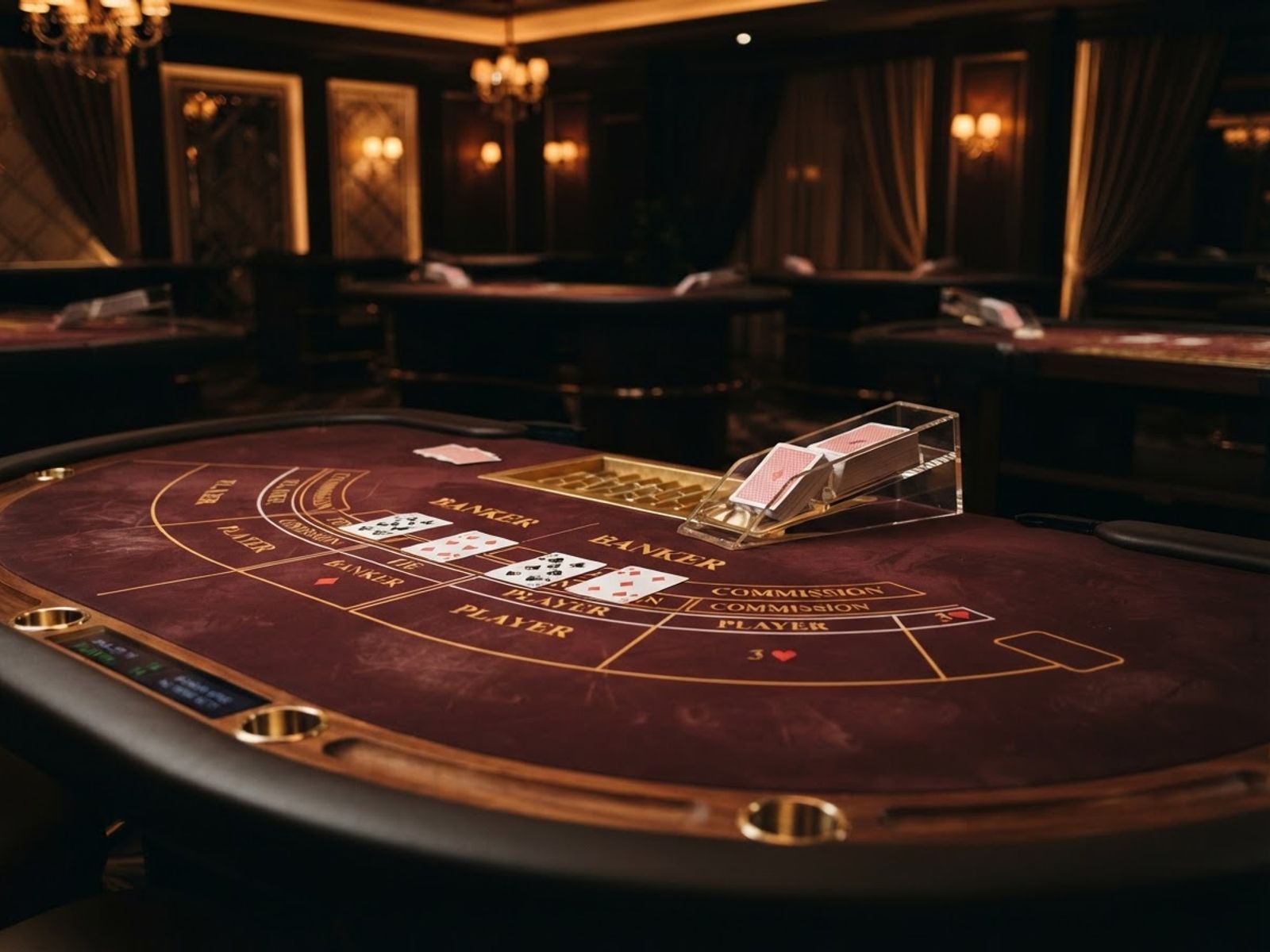 Table de baccarat avec sabot de cartes
