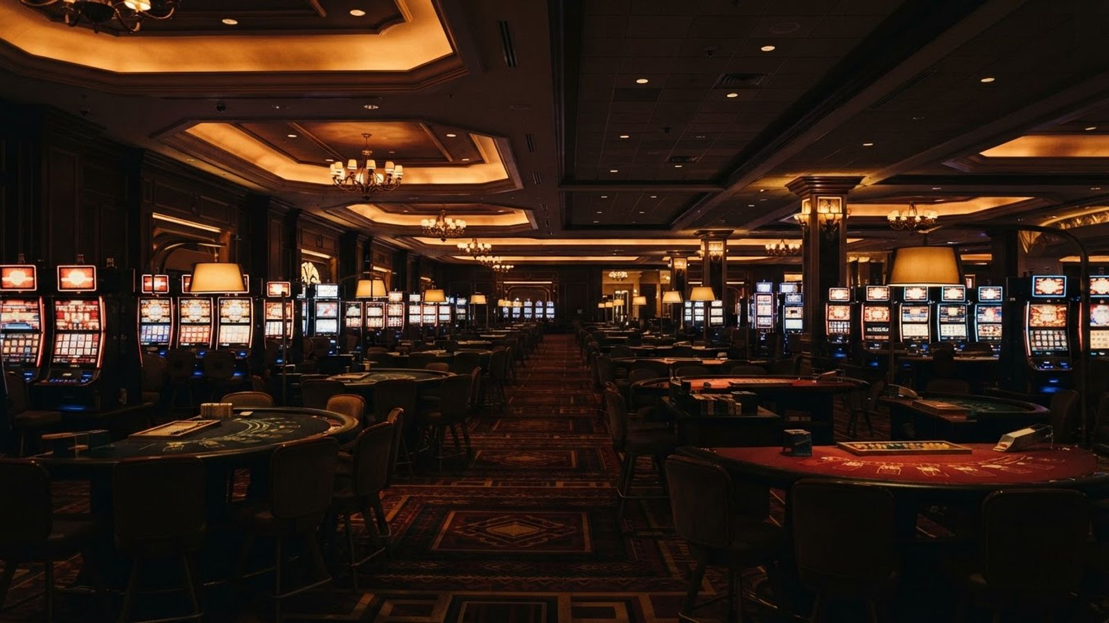 Salle de casino élégante vue large